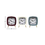 LITTON LANE Set of 3 Square Metal Table Clocks with Gold Feet and Retractable Stands - Mauve, White, and Blue thumbnail 6