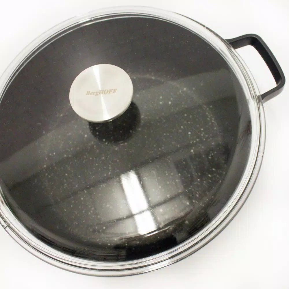 BergHOFF GEM 7.7 qt. Cast Aluminum Nonstick Stock Pot with Glass Lid, Black