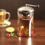 Ovente 27 oz. Borosilicate Glass Tea Maker with Stainless Steel Infuser and Warming Stand thumbnail 2