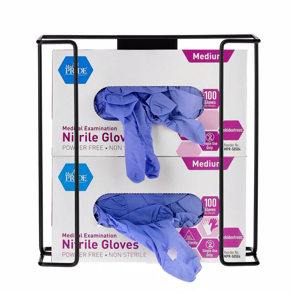 Alpine Industries Double Box Metal Wire Wall Mounted Glove Dispenser, Black