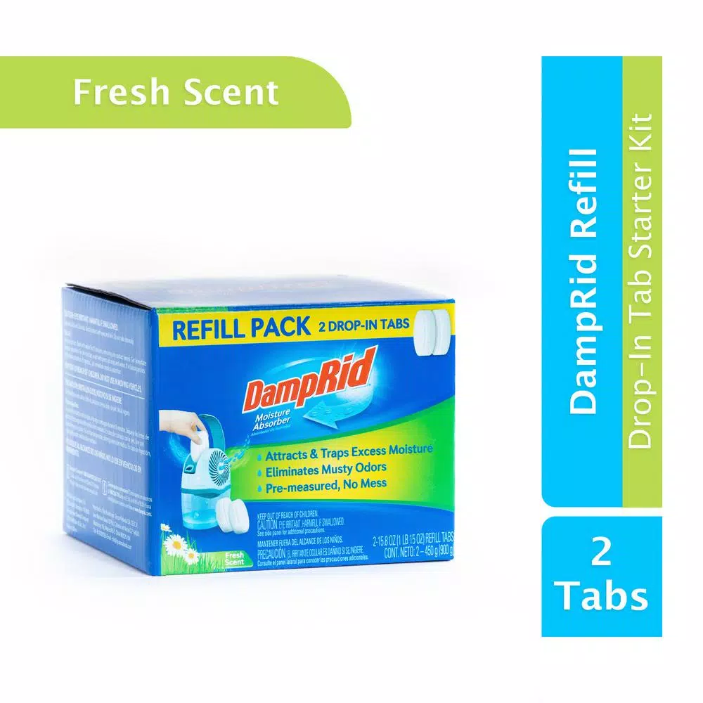 DampRid Fresh Scent Drop-In Tab Moisture Absorber Refills, 15.8 oz. (2-Pack)