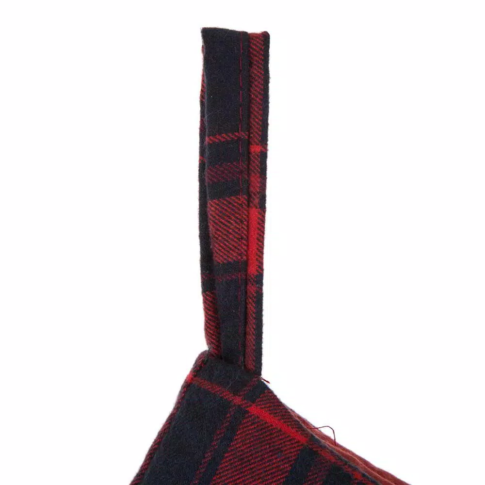 Glitzhome 19 in. Plush Christmas Stocking with Red and Green Plaid Cuff