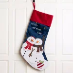 Glitzhome 36 in. Polyester Velvet 3D Oversized Snowman Christmas Stocking with Gold Stars thumbnail 5