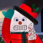 Home Accents Holiday 6 ft. Animated Airblown Inflatable Shivering Snowman with Ugly Sweater and Ice Cream thumbnail 4