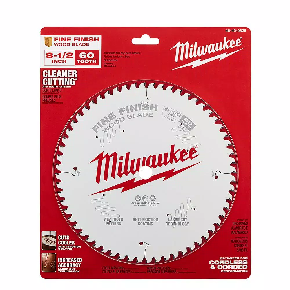 Milwaukee 8-1/2 in. 60-Tooth Fine Finish Circular Saw Blade