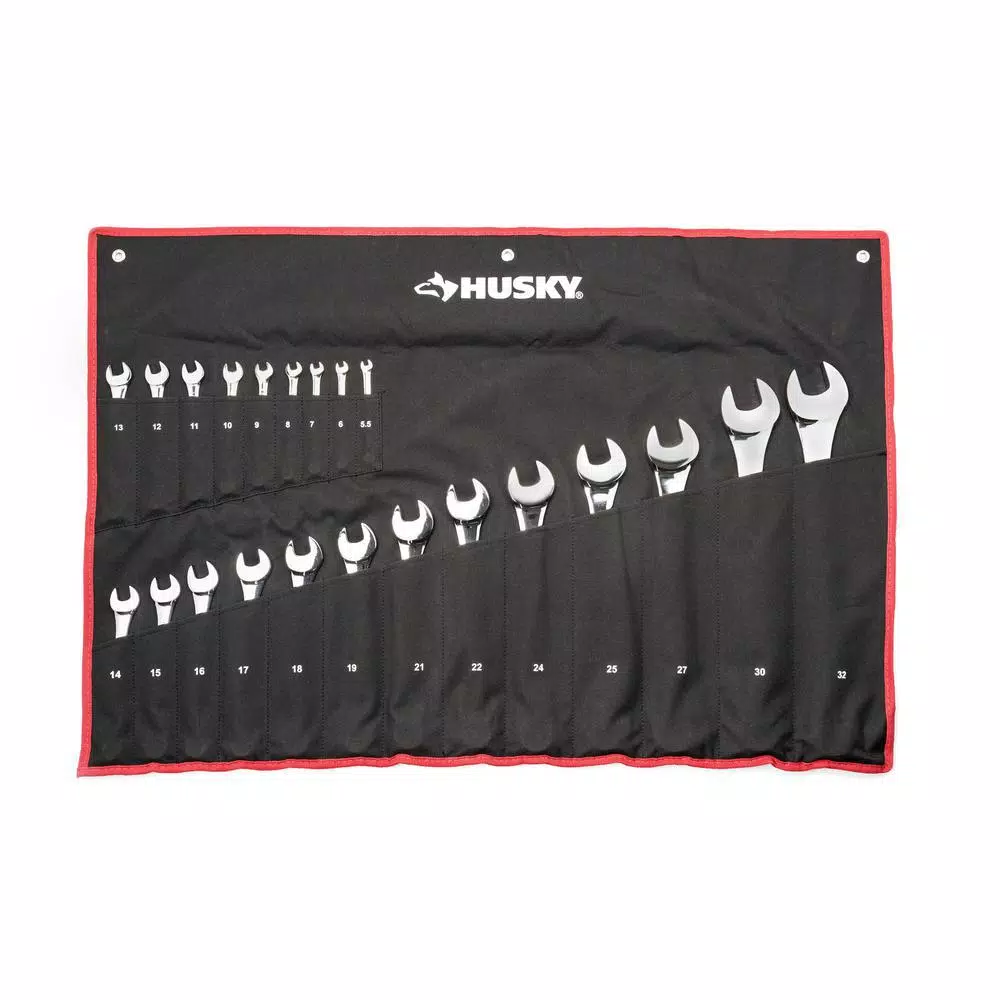 Husky 41-Piece Metric and SAE Combination Wrench Set, Extra-Large Industrial Sizes
