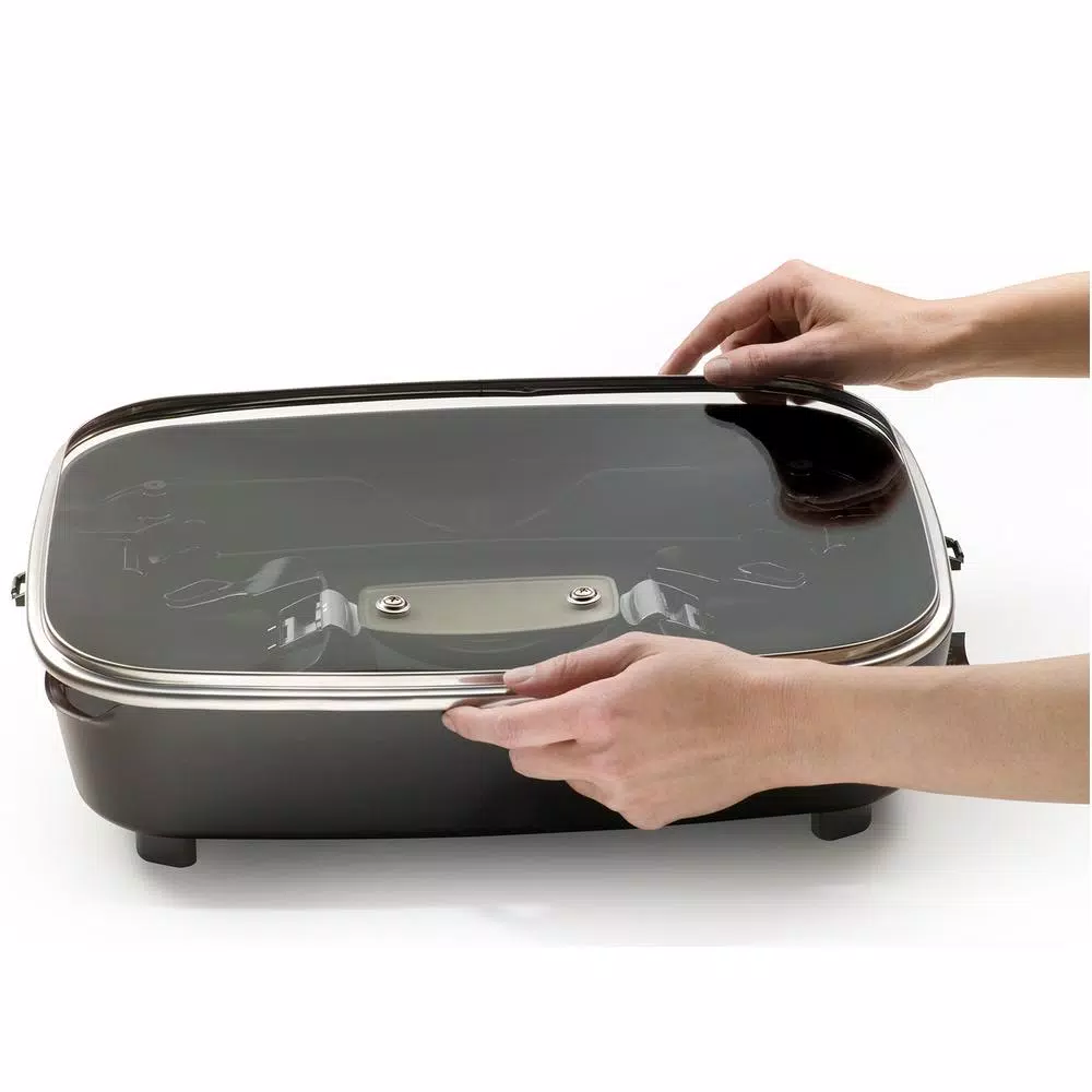 Presto 16 in. Black Cast Aluminum Foldaway Electric Skillet with Glass Lid and Control Master Heat Control