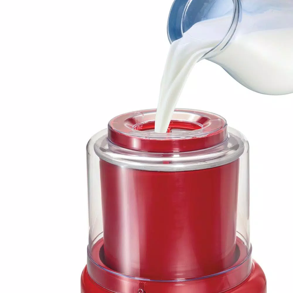 Hamilton Beach 1.5 Quart Ice Cream Maker, Red Countertop Frozen Dessert Machine