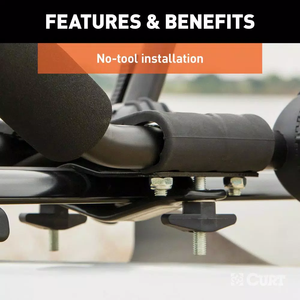 CURT Aluminum Kayak Roof Rack Carrier, 75 lb Capacity, Universal Fit