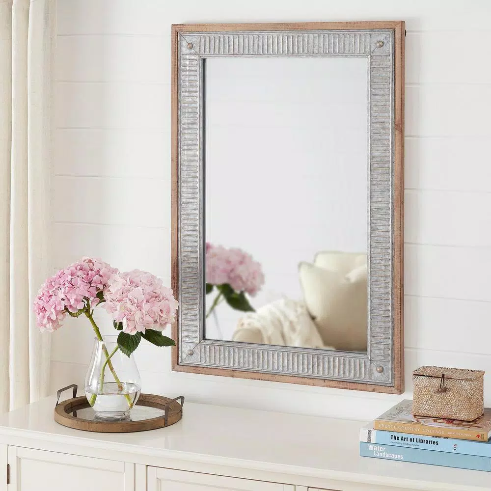 Home Decorators Collection Galvanized Antiqued Farmhouse Accent Mirror, 39 x 27 in.