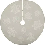 VHC Brands Ingrid 48 in. Ash Grey Farmhouse Christmas Tree Skirt with Appliqued Snowflakes thumbnail 1