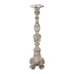 A & B Home 27.5 in. Magnesia Weathered White Metal Candlestick Candle Holder thumbnail 1