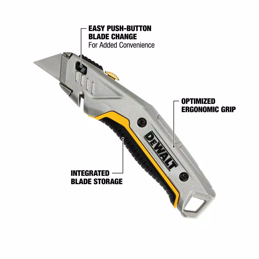 DEWALT Instant Change Retractable Utility Knife with Integrated Blade Storage
