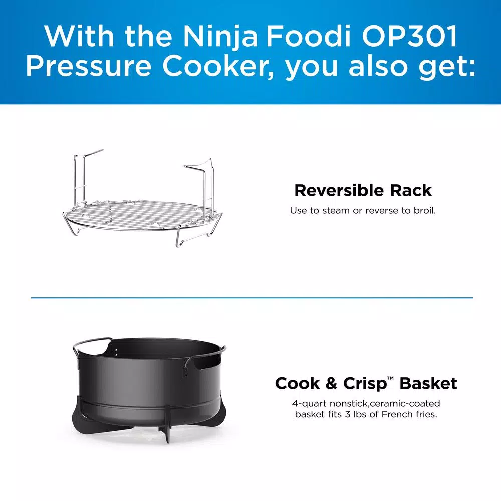 Ninja Foodi 6.5 Qt. Black Stainless Steel Electric Pressure Cooker and Air Fryer with TenderCrisp Technology