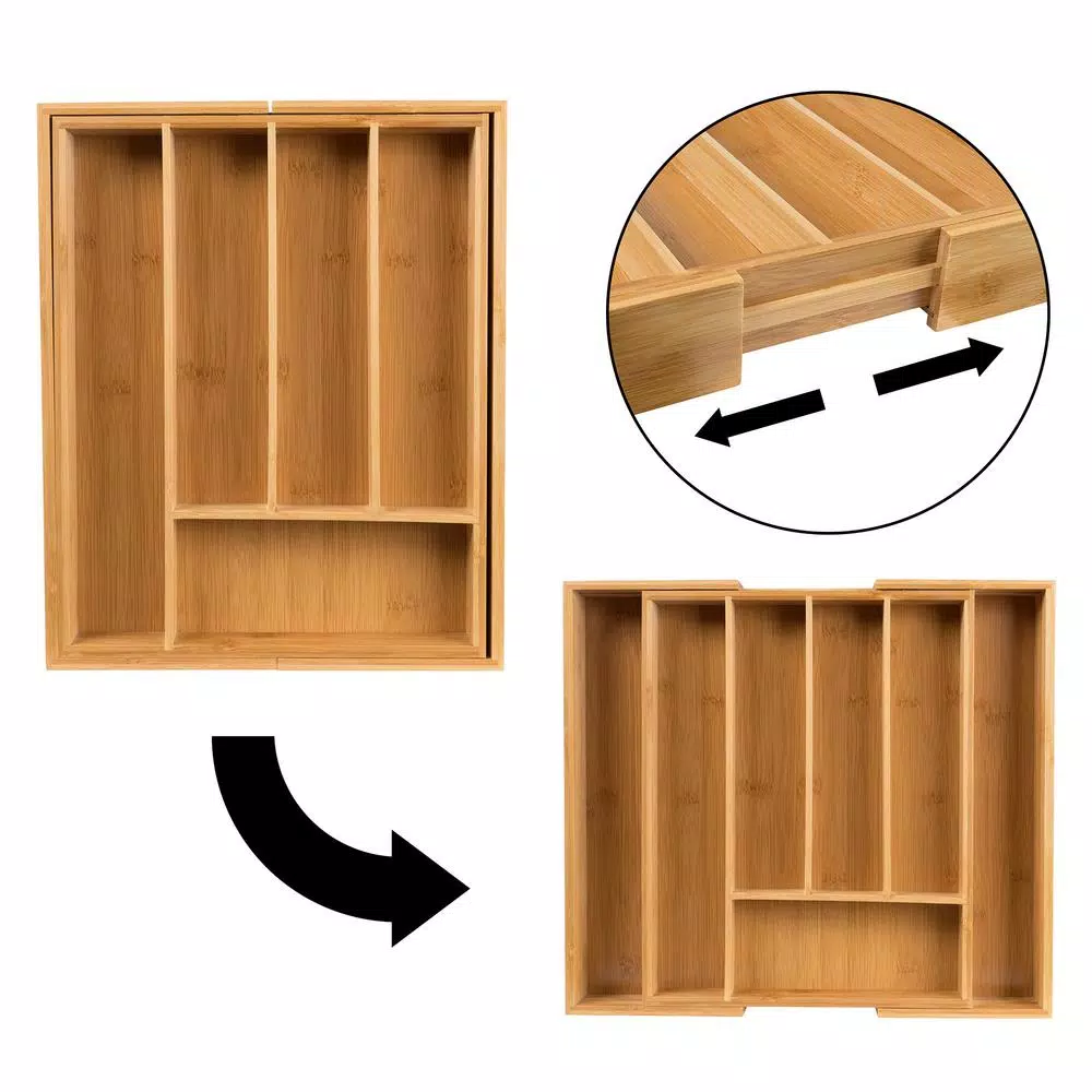 Lavish Home Bamboo Expandable Utensil Drawer Organizer, Brown