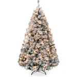 Best Choice Products 7.5 ft. Pre-Lit Flocked Artificial Christmas Tree with 550 Warm White Incandescent Lights thumbnail 1