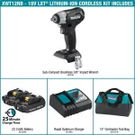 Makita 18V LXT Sub-Compact Brushless 3/8 in. Square Drive Impact Wrench Kit thumbnail 3