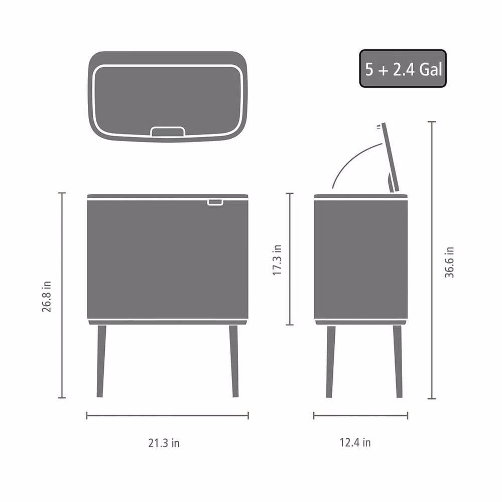 Brabantia Bo Touch Bin 9.5 Gal. Dual Compartment Gold Steel Rectangular Touch Trash Can
