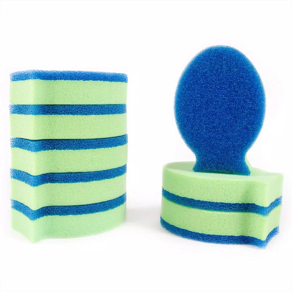 DishFish Dual Scrubber Sponge, Non-Scratch, Ergonomic Fish Shape, 8-Pack