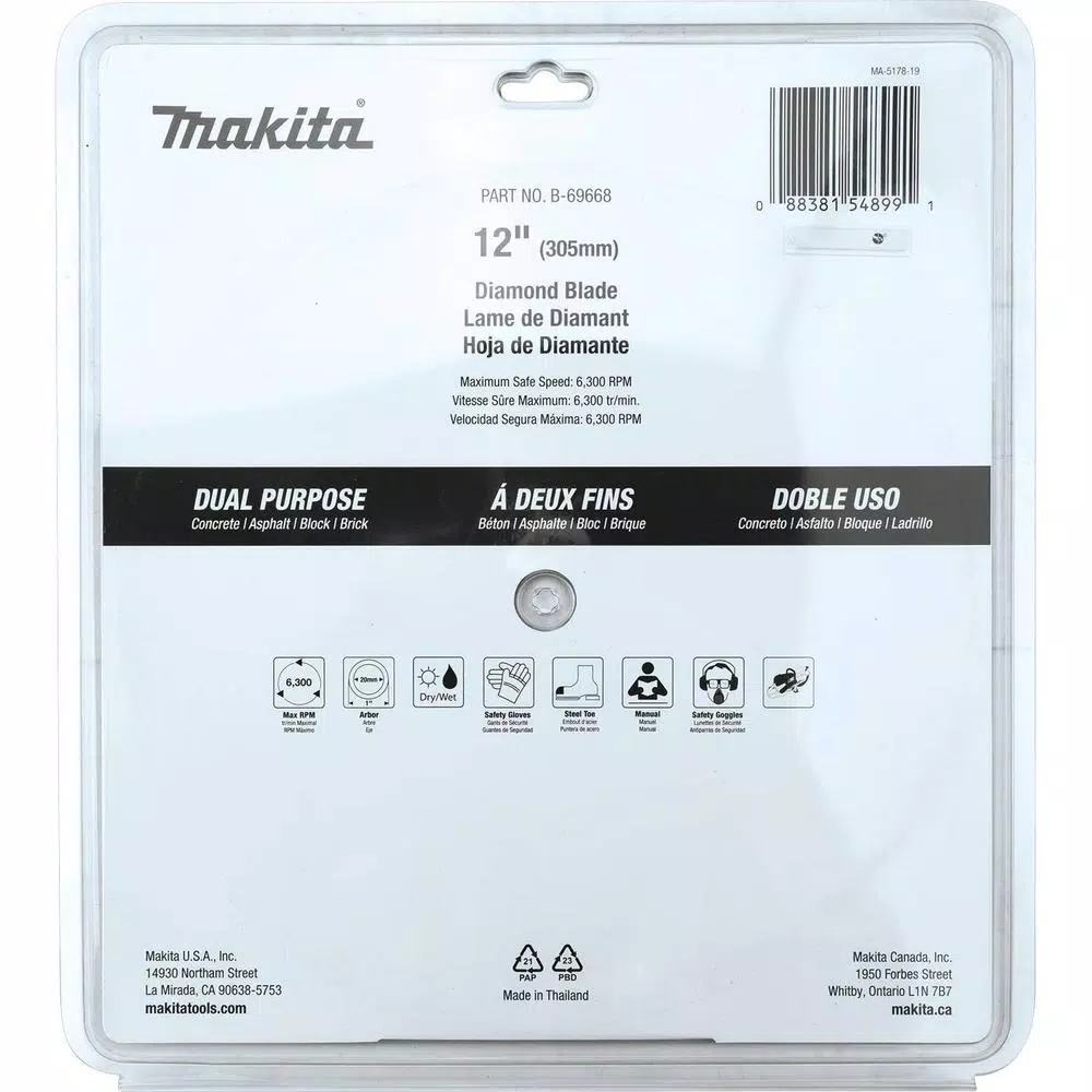 Makita 12 in. Segmented Rim Dual Purpose Diamond Blade for Concrete and Asphalt