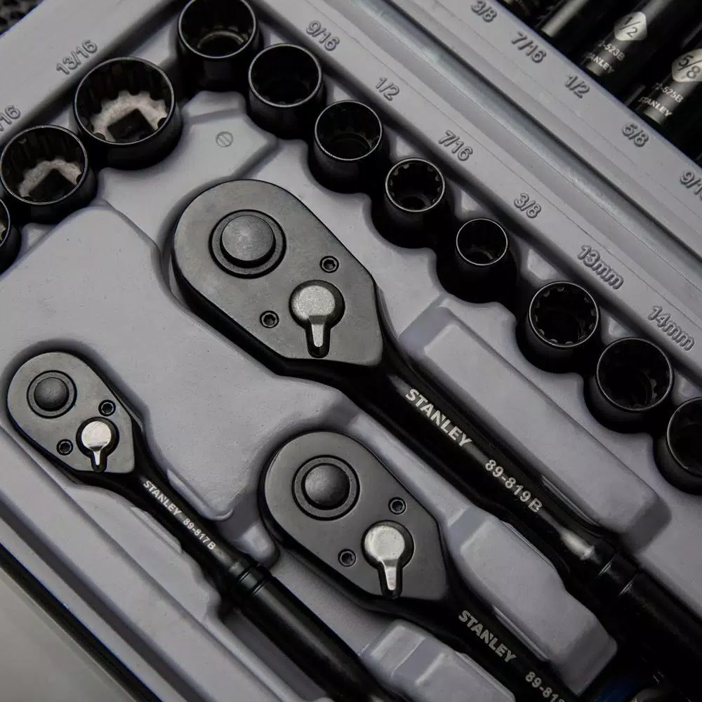 STANLEY 201-Piece Mechanics Tool Set with Black Chrome Finish