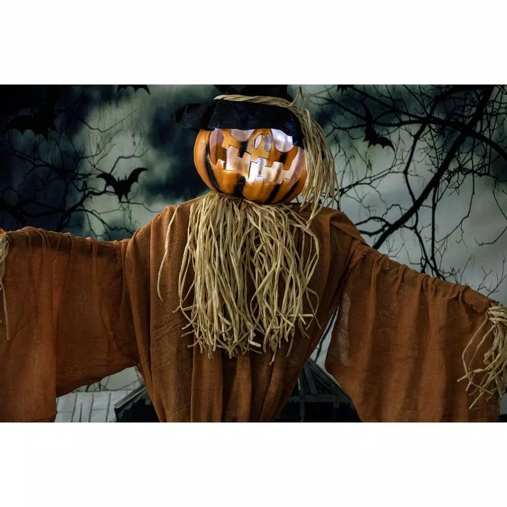 Haunted Hill Farm 6 ft. Animatronic Moaning Jack-O-Lantern Scarecrow Halloween Prop