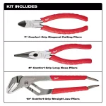Milwaukee 3-Piece Pliers Kit for Cutting and Fastening thumbnail 2