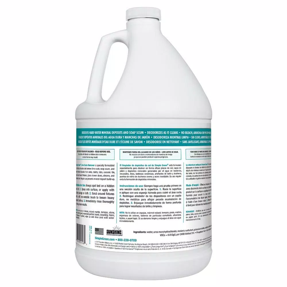 Simple Green Lime Scale Remover, 1 Gallon - Mineral Deposit & Hard Water Stain Remover