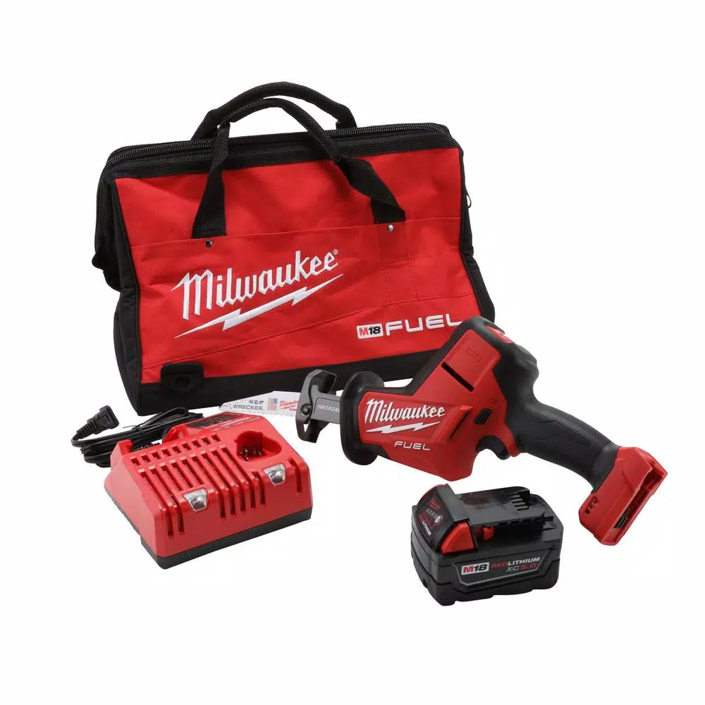 Milwaukee M18 FUEL 18V Brushless Cordless Hackzall Reciprocating Saw Kit with 5.0Ah Battery, Charger & Bag