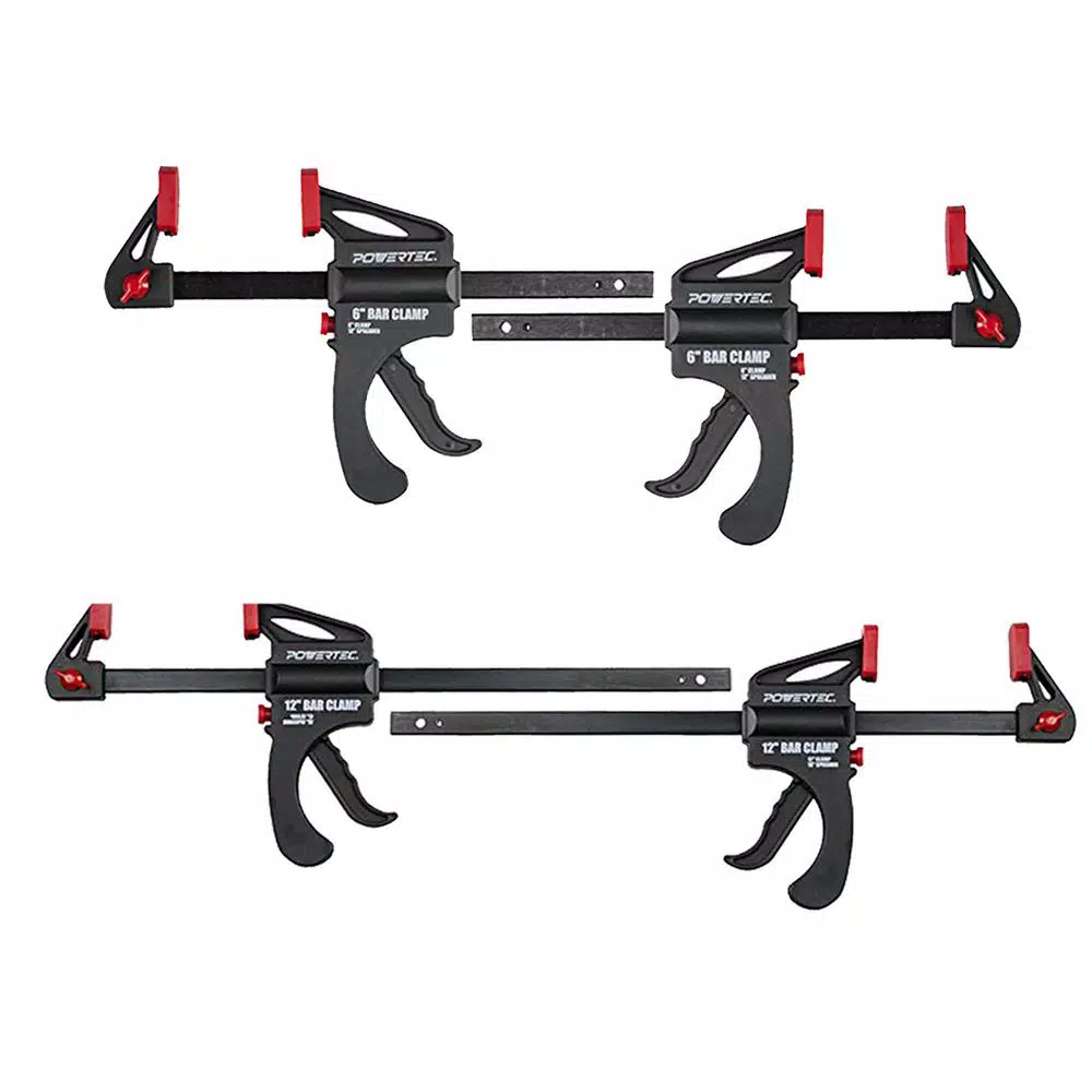 POWERTEC Quick Release Bar Clamp Set, 4-Pack (6 in. and 12 in.)
