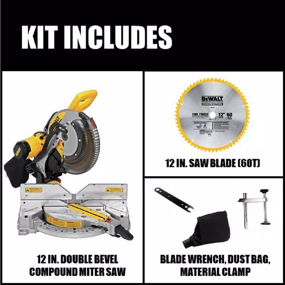DEWALT 12 in. Double-Bevel Compound Miter Saw, 15 Amp, Corded