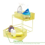 MIND READER Modern Yellow Metal Mesh 2-Tier Utensil Caddy and Flatware Organizer thumbnail 5