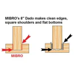 MIBRO 8 in. Carbide Stacking Dado Blade Set, 14-Piece Kit for Smooth Grooves and Rabbets thumbnail 7