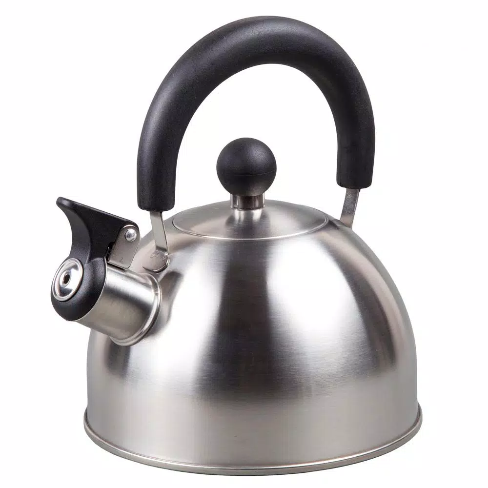 Creative Home Simplicity 6-Cup Brushed Stainless Steel Stovetop Tea Kettle with Whistle