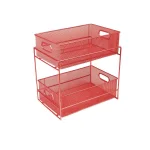 MIND READER 2-Tier Red Metal Mesh Utensil Caddy & Flatware Organizer thumbnail 1