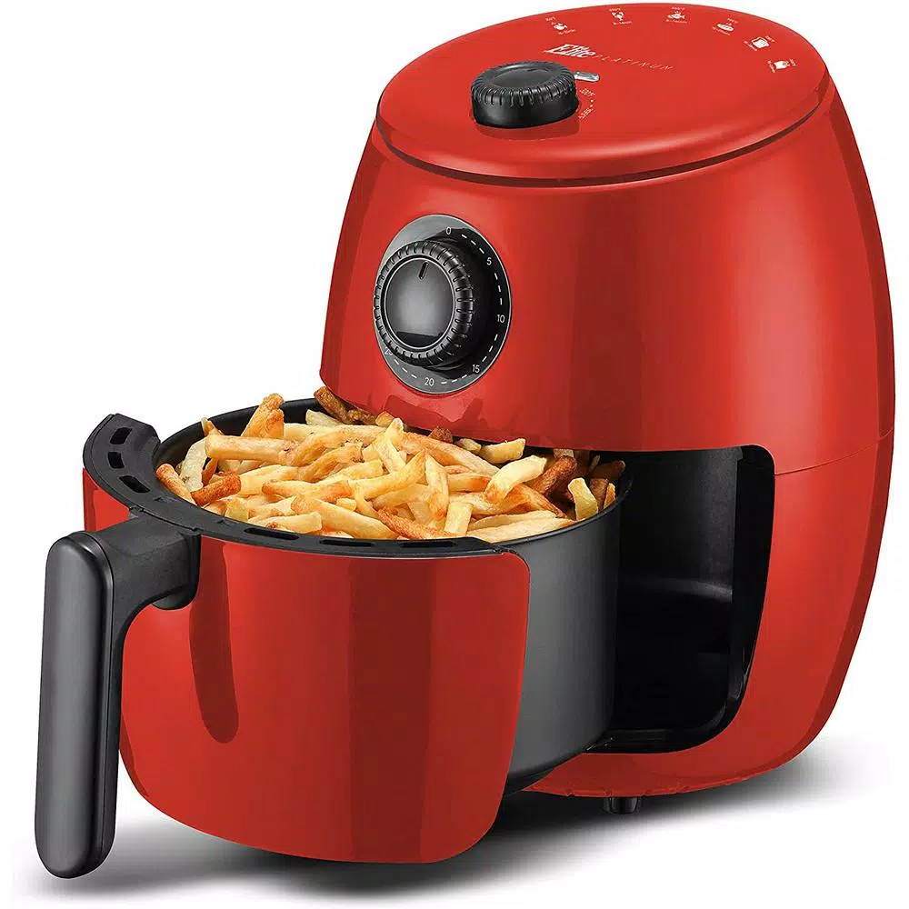 Maximatic Elite Platinum 2.1 Qt Red Air Fryer with Adjustable Timer and Convection Fan