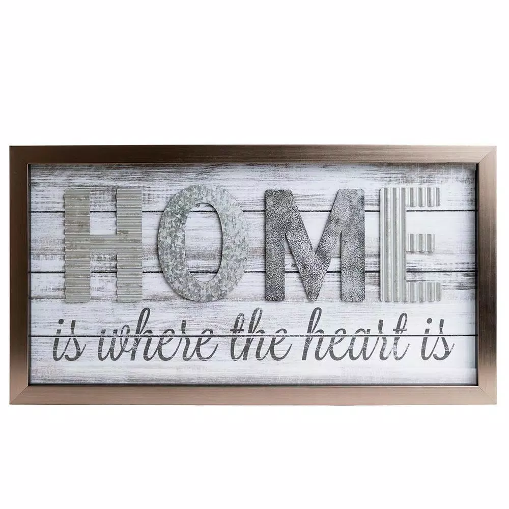 Pinnacle Home Is Where The Heart Is Rustic Wood Plank Wall Art - 14 x 26 in.