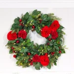 Village Lighting Company 30 in. Pre-Lit Red Peony and Berry Artificial Christmas Wreath with 50 LED Lights thumbnail 5