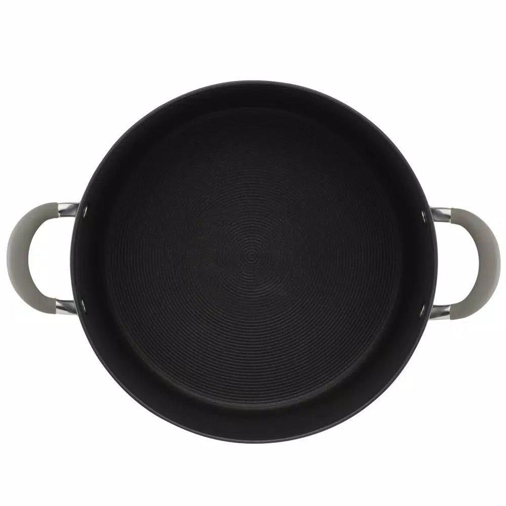 Circulon Elementum 10-Quart Hard-Anodized Aluminum Nonstick Stock Pot with Glass Lid, Oyster Gray