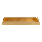 Kate and Laurel Lipton Gold Decorative Rectangular Tray with Metal Handles, 24 x 10 in. thumbnail 2