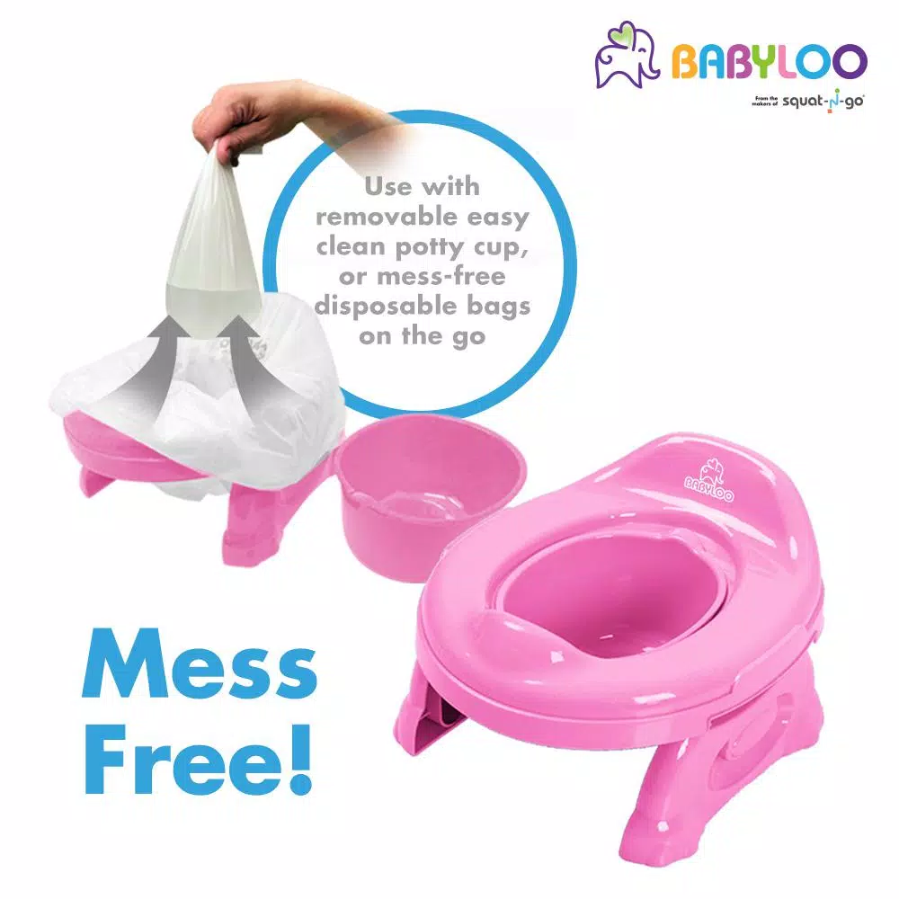 Babyloo 2-in-1 Portable Travel Potty for Toddlers with Collapsible Legs and Travel Bag - Pink