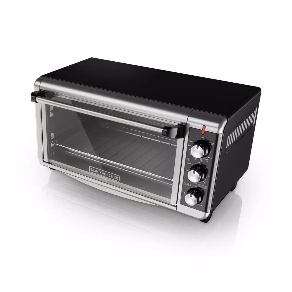 BLACK+DECKER 1500W 8-Slice Stainless Steel Convection Toaster Oven with Broiler