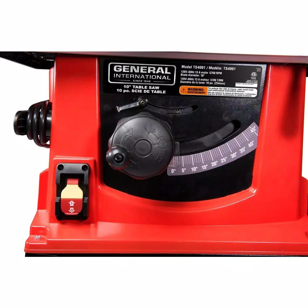 General International 10 in. Table Saw with Heavy Duty Steel Stand, 13 Amp High-Torque Motor