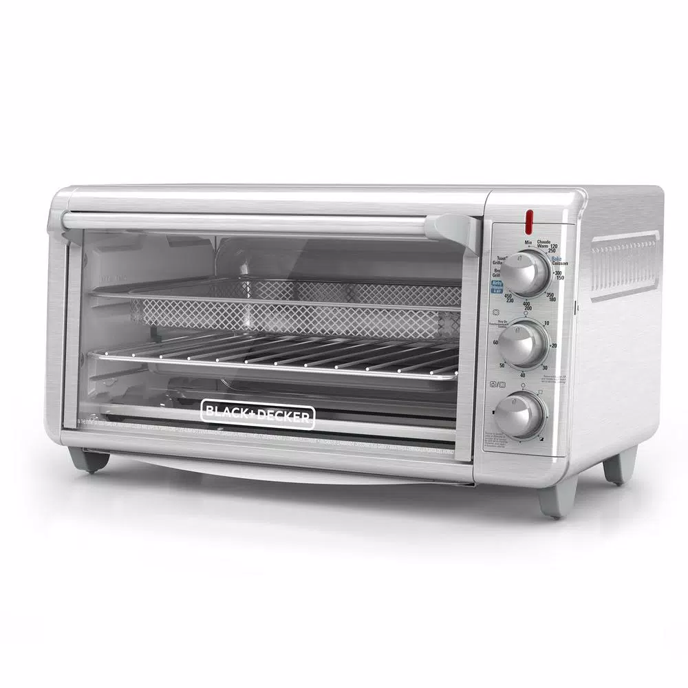 BLACK+DECKER 1500W Extra Wide Crisp 'N Bake Air Fry Toaster Oven, 8-Slice, Stainless Steel