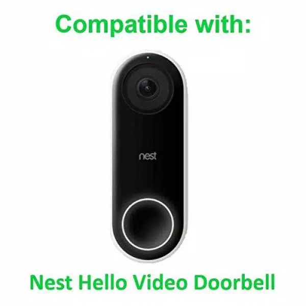 Wasserstein Adjustable Angle Wall Mount for Google Nest Hello Video Doorbell, White