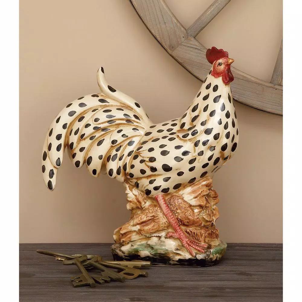 LITTON LANE 14 in. Colorful Rooster Decorative Ceramic Figurine - Farmhouse Style