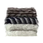 Unbranded Caron Navy Reversible Faux Fur and Micromink Throw Blanket, 50 in. x 60 in. thumbnail 2