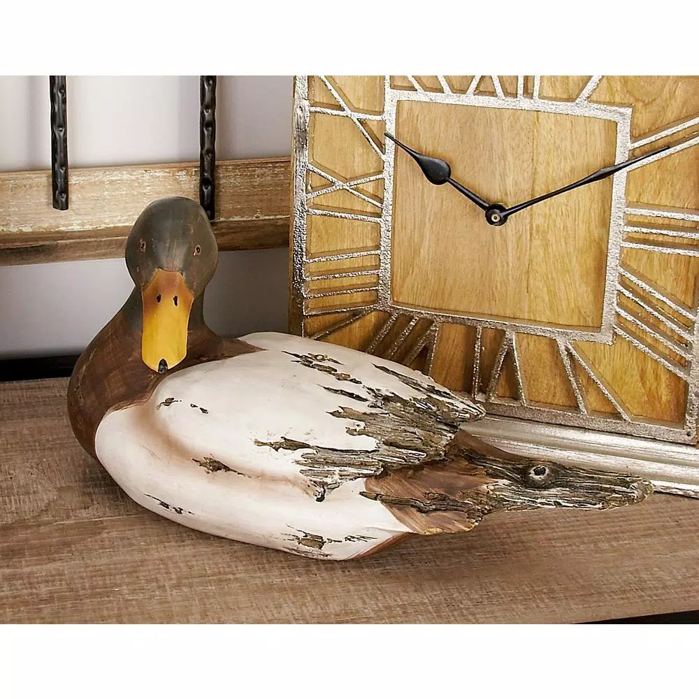 LITTON LANE Amazing Animals Rustic Polystone Decoy Duck Sculptures, Set of 2