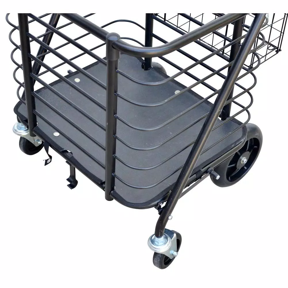 Milwaukee Heavy-Duty Steel Shopping Cart with Accessory Basket, Black