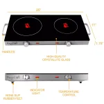MegaChef 2-Burner 6 in. Stainless Steel Infrared Ceramic Countertop Cooktop thumbnail 2